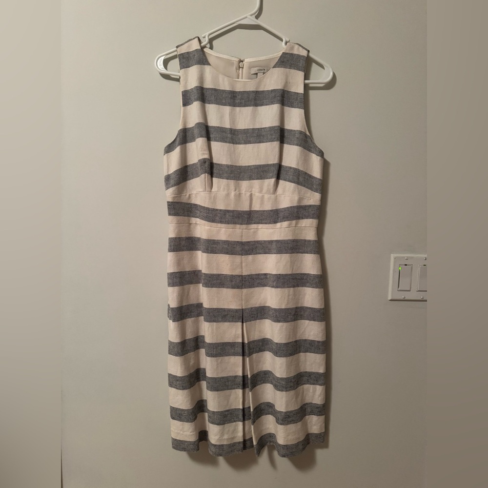J. Crew Navy and Cream Striped Midi Dress